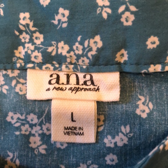 a.n.a. square neck pull over bishop sleeve blouse szL - Picture 2 of 6